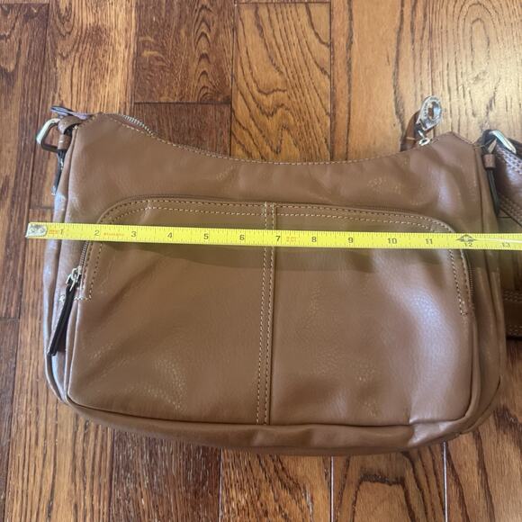 Franco Sarto Brown Faux Leather Handbag Purse Crossbody Shoulder Bag Pockets - Picture 15 of 16